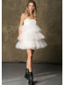 Ivory Tulle Tiered Adorable Party Dress
